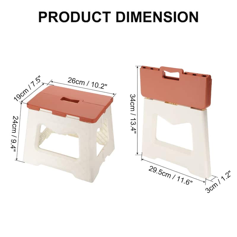 9" Folding Step Stool for Adults 220 lbs Capacity - 10.2 x 7.5 x 9.4inch - Red
