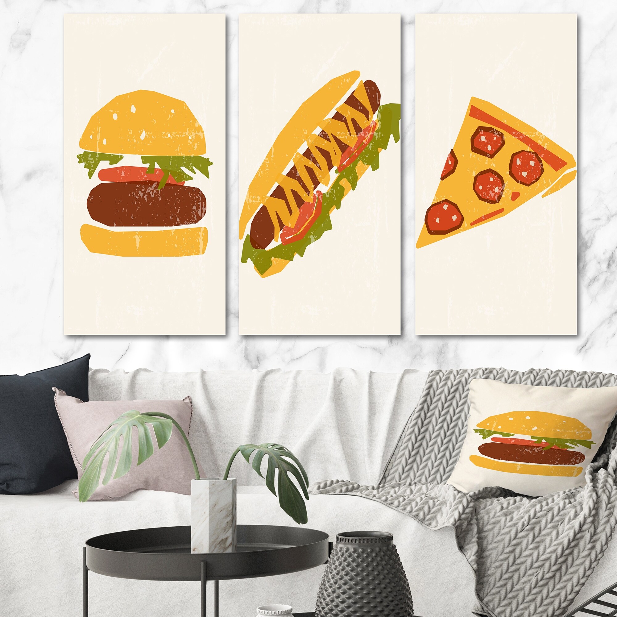 Designart Organic Vintage Hipster Fast Food III Art Print-image