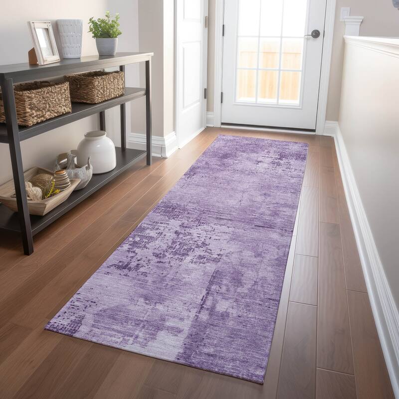 Machine Washable Indoor/ Outdoor Abstract Modern Chantille Rug - Lavender - 2'3" x 7'6"