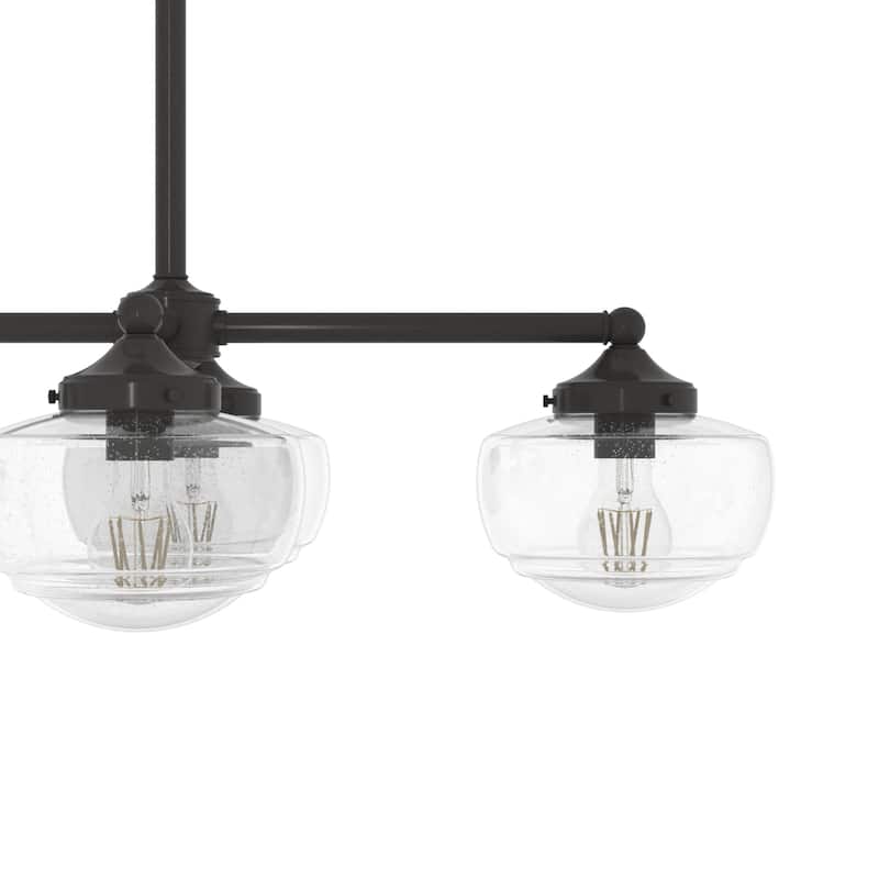 Hunter Saddle Creek Linear Chandelier, Clear Glass, Dining Room Table, Kitchen Island