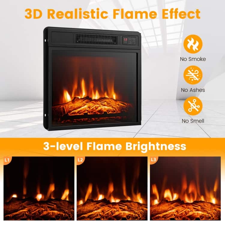 32 Inch 1400W Electric TV Stand Fireplace with Shelf - 13" x 32" x 31"(L x W x H)