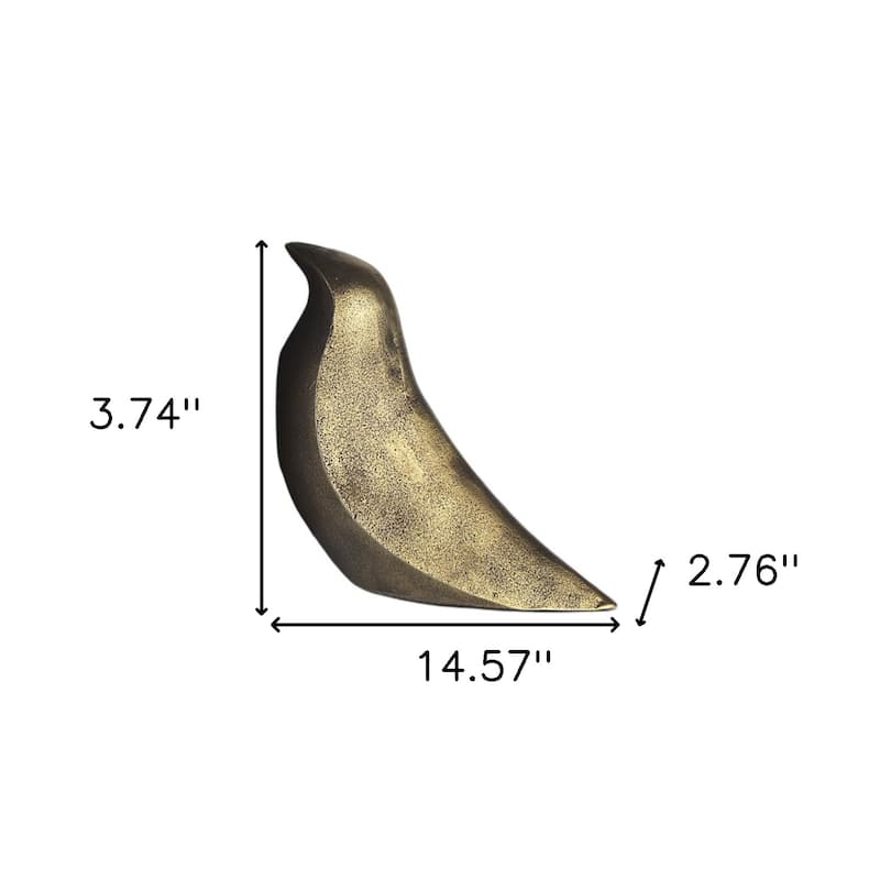 HomeRoots Set of Two 3" Gold Metal Bird Decorative Bookends - 2.7559" H x 3.7402" W x 14.5669" D
