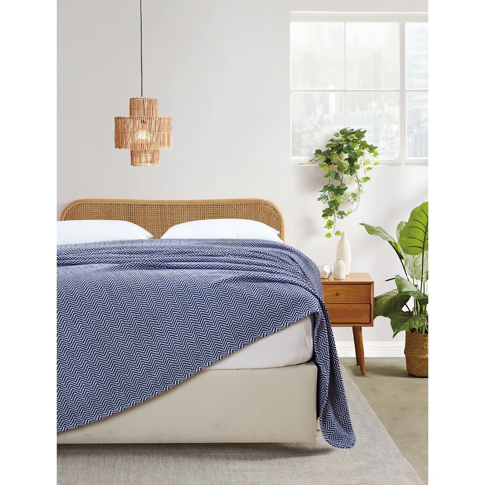 Melange Home Everyday Blanket Yarn Dyed Herringbone Cotton Blanket