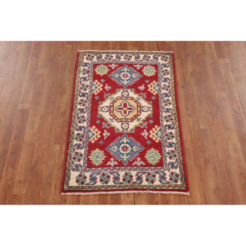 Traditional Red Kazak Oriental Accent Rug Handmade Wool Carpet - 2'8" x 4'1"