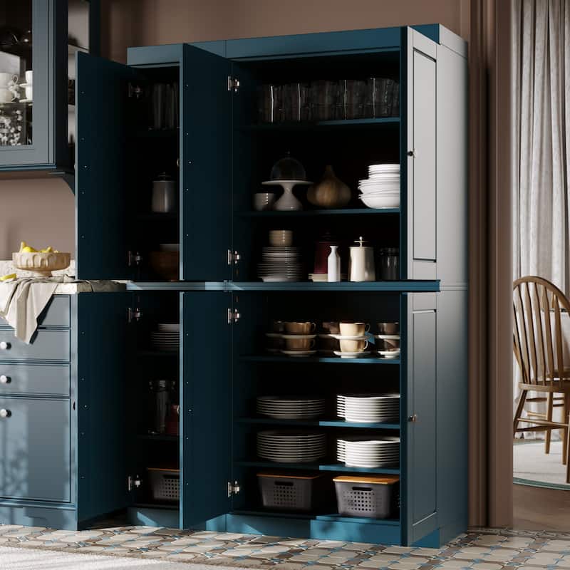 Palace Imports 100% Solid Wood Pantry Cabinet, Raised Panel Doors, Adjustable Shelves, 48.5" Wide, 71.5" Tall - 48.5" x 71.5"