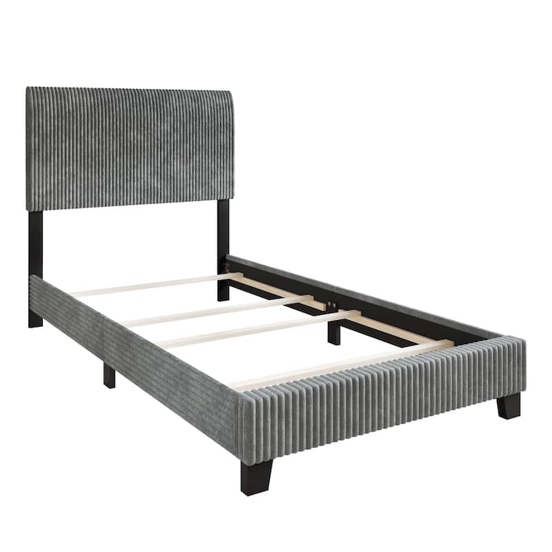 CraftPorch Corduroy Elegant and Chic Velvet Upholstered Bed