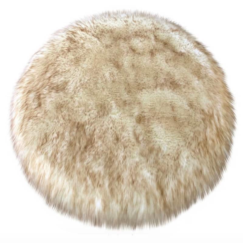 Silver Orchid Nansen Luxurious Faux Sheepskin Round Shag Area Rug