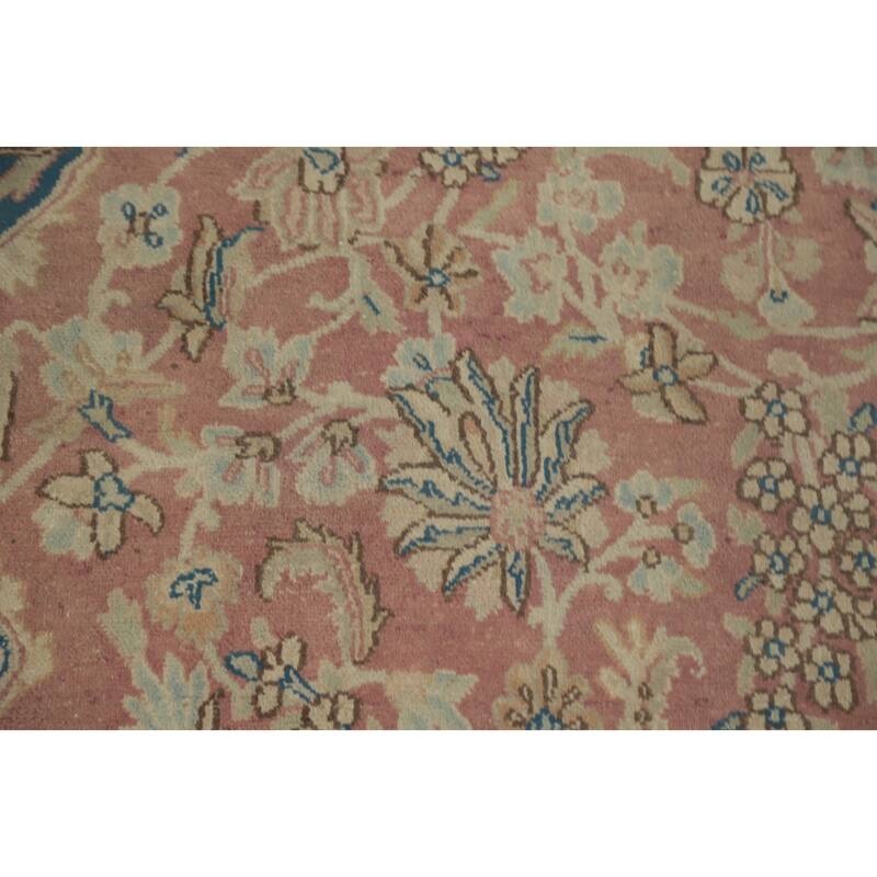 Hand Knotted Oriental 100% Wool Carpet Traditional Floral Pink Kerman Area Rug - 9' 0'' X 5' 6''