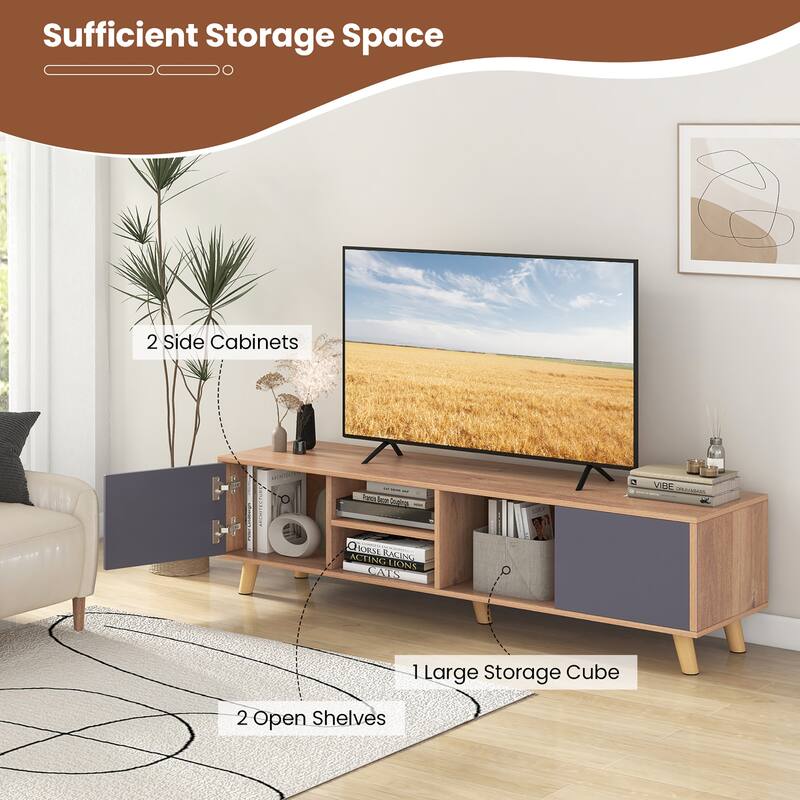 Gymax TV Stand for TVs up to 65'' Modern Rustic TV Cabinet w/ Open - See Details