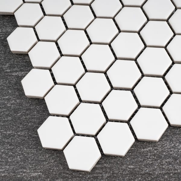Tilegen Tiny 1 X Hexagon Porcelain Tile In White Floor Hexagon Porcelain Tile In White Floor