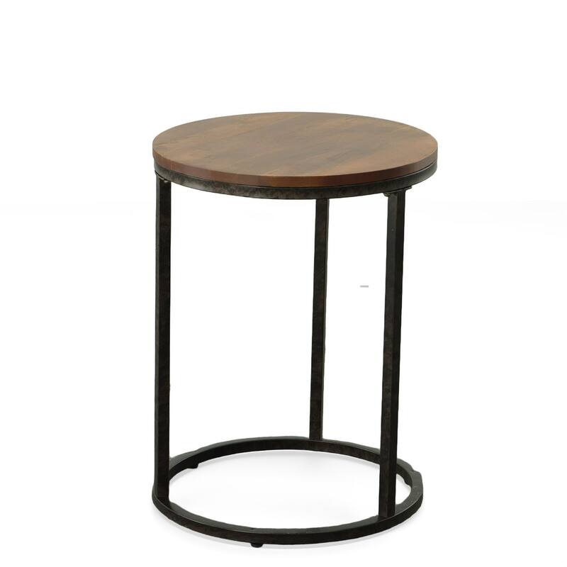 Round Top Accent Table - 26.25" - Chestnut Brown and Black