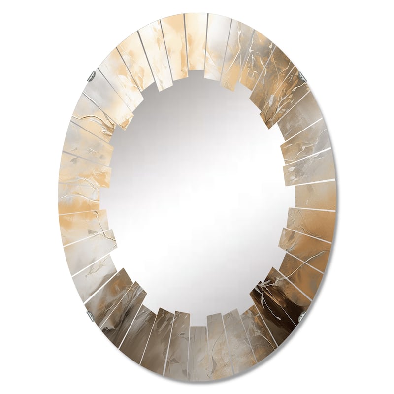 Designart "Gold and Silver Chromatic Essence I" Abstract Modern Wall Mirror