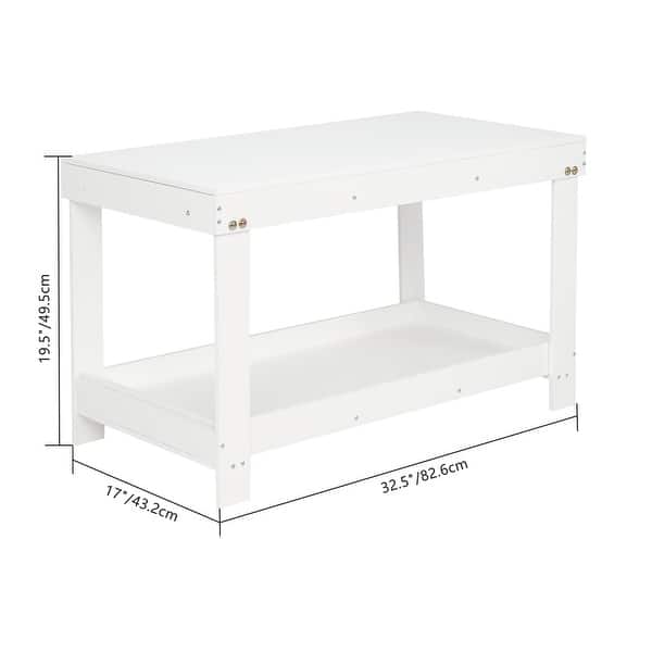 Children's Table with Green MDF Building Plank Dual Purpose White