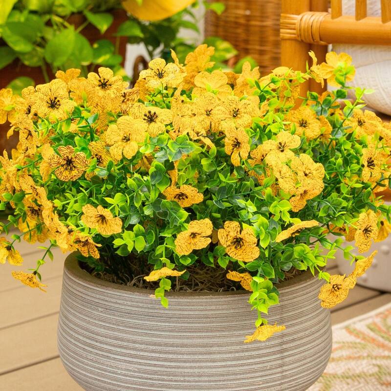 13-in UV Resistant Artificial Daisy Bush (Indoor/Outdoor) - Set of 12