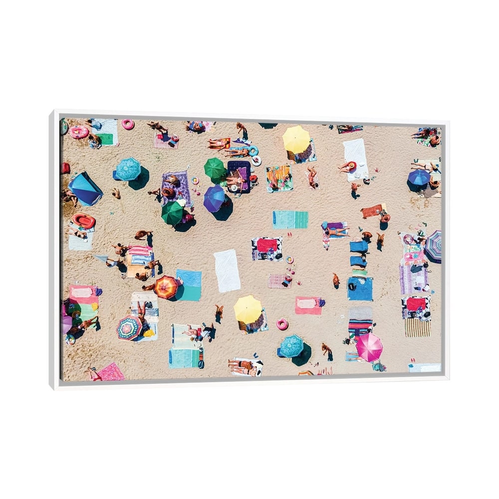 iCanvas "Colorful Umbrellas on Beach" by Radu Bercan Framed