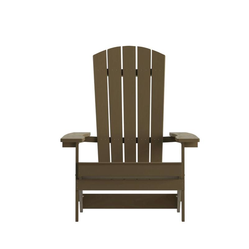 Set of 2 All-Weather Modern Wide Slat Back Poly Resin Adirondack Chairs