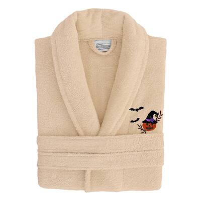 Authentic Hotel and Spa 100% Turkish Cotton Unisex Terry Bath Robe with Pumpkin Head Embroidery