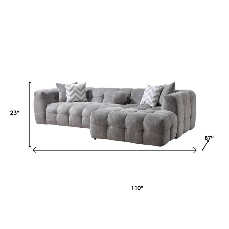 HomeRoots Light Gray Boucle L Shaped Two Piece Sofa and Chaise Sectional With Toss Pillows