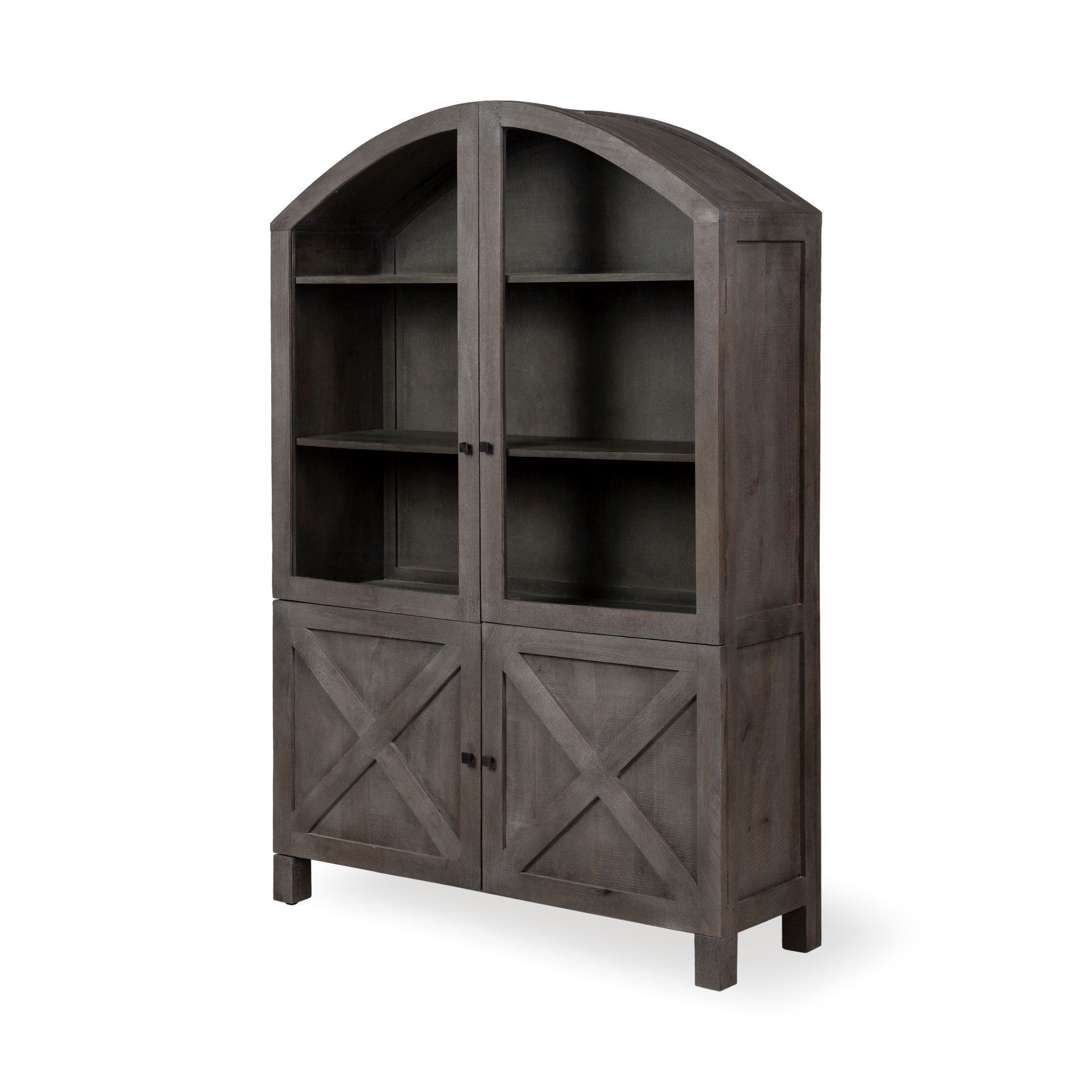 Mercana Barrett Dark Grey Solid Wood Display Cabinet