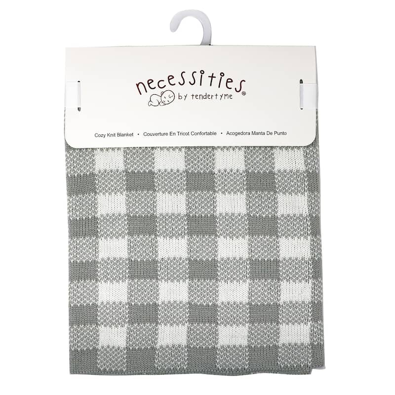 Baby Knit Plaid Blanket - Grey