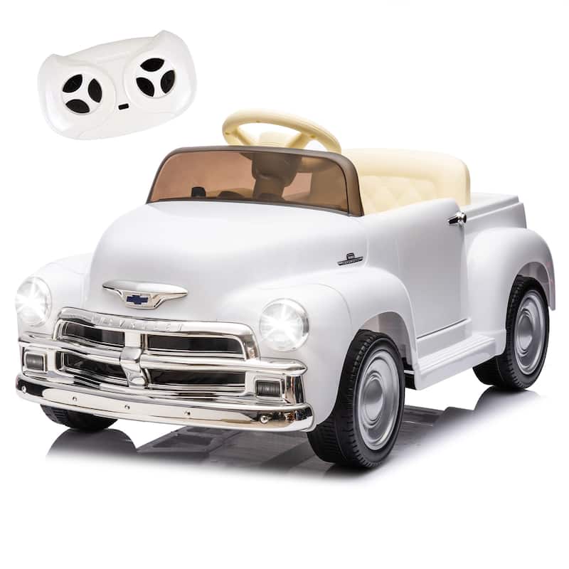 12V Kids Ride On Truck Car W/Parents Control, Licensed Chevrolet 3100 Pickup,Electric Car,High-Power Up To 4.35 Km/H,Age 3+ - White