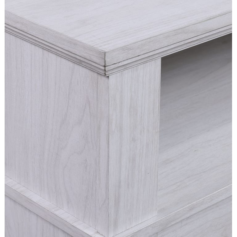 Lucifer 70" Wide White Walnut Finish TV Stand Console with Fireplace and Heater