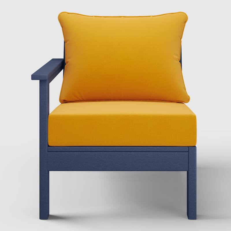 Birchwood All Weather HDPE Outdoor Patio Deep Seating Navy Blue Left Arm Facing Chair With Cushions (1-Piece)