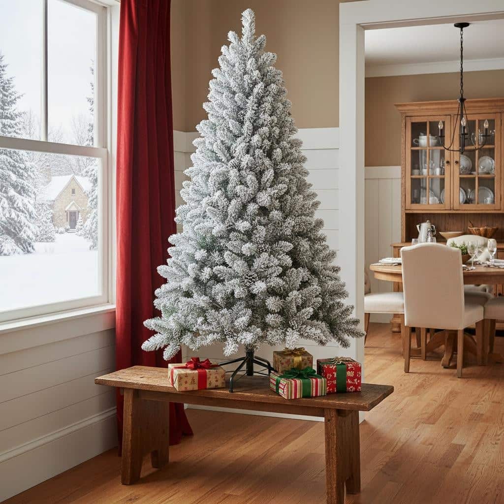HomeRoots 4' Slender Flocked Fir Christmas Tree - Green - 24.00 in. x 48.00 in. x 24.00 in.