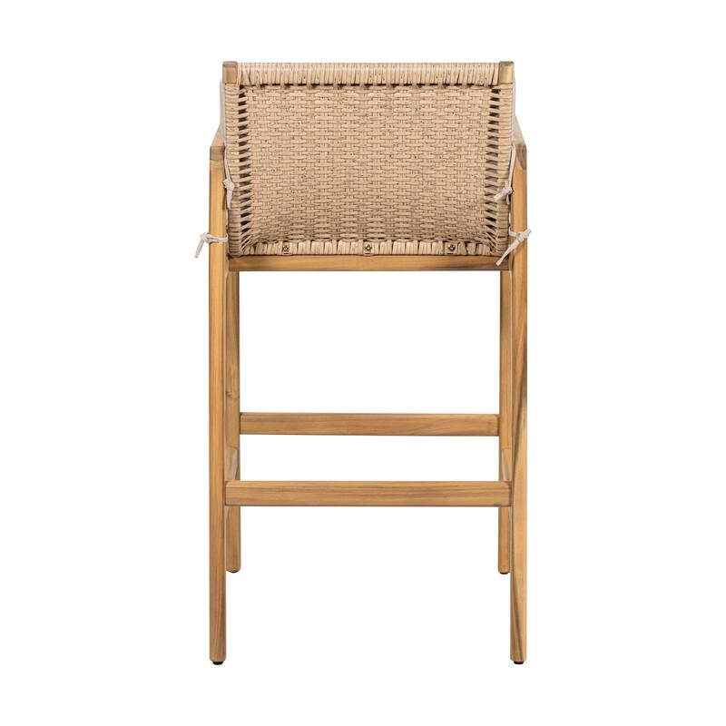 Christopher Knight Home - Marcella Outdoor Elegance Acacia Wood Barstool Set with Wicker Detail and Cushions
