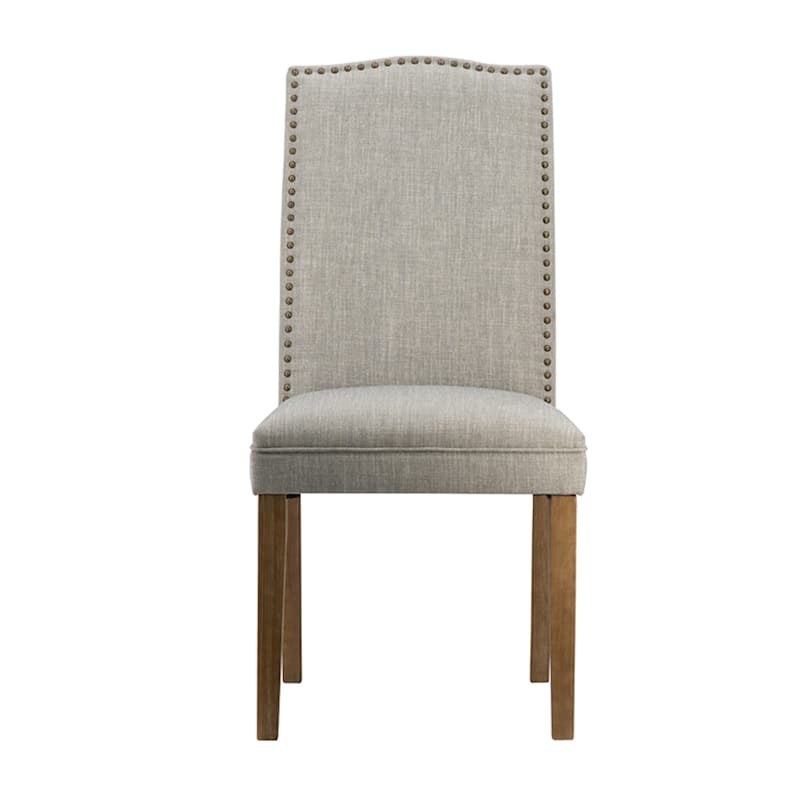 Arched Back With Nail Head Wooden Dining Chairs 39.5" Gray Brown 2Ct