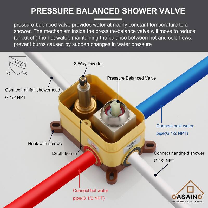 3-Spray 12 in. Ceiling Mount Dual Shower Heads 2.5 GPM Fixed and Handheld Shower Head - 12 inch