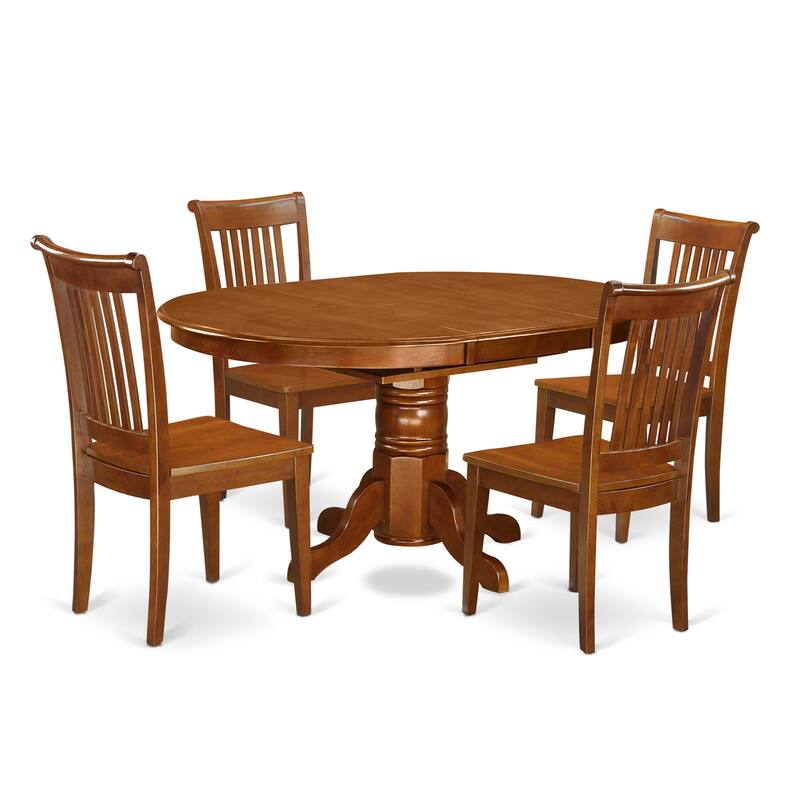 East West Furniture 5 Piece Dining Room Table Set Includes an Oval Kitchen Table and Dining Chairs, Saddle Brown (Seat Options)