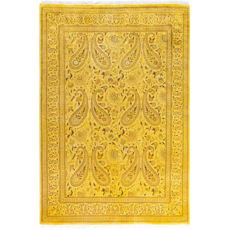 Overdyed One-of-a-Kind Hand-Knotted Area Rug - Yellow - 5' 9" x 8' 4"