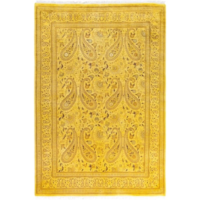 Overdyed One-of-a-Kind Hand-Knotted Area Rug - Yellow - 5' 9" x 8' 4"