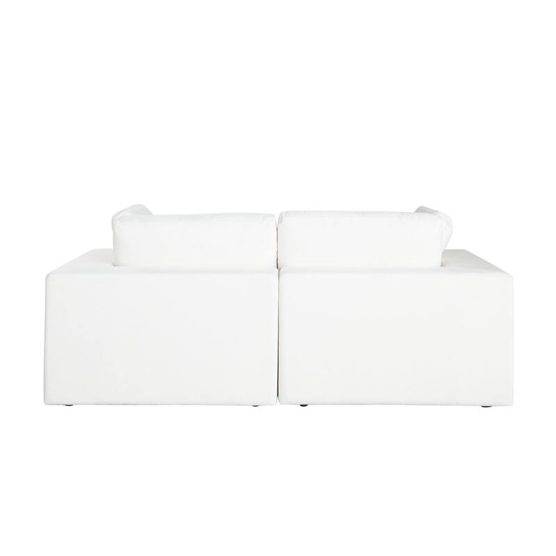Lipi 2pc Modular Sofa Set, Mist White, 82 Inch Solid Wood Frame