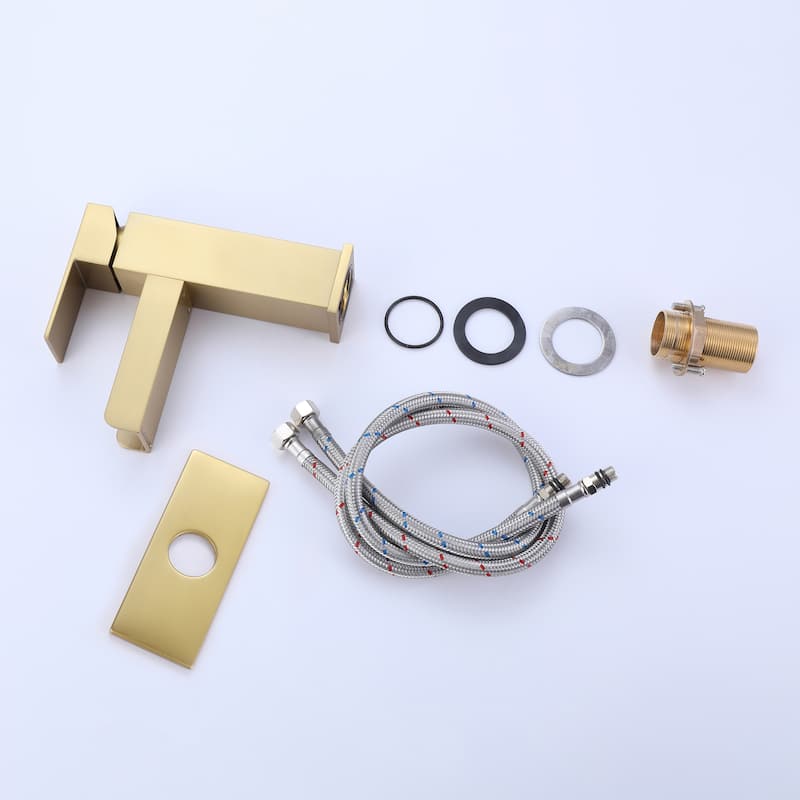 Modland Single Hole Solid Brass Waterfall Bathroom Faucet with Deck Plate