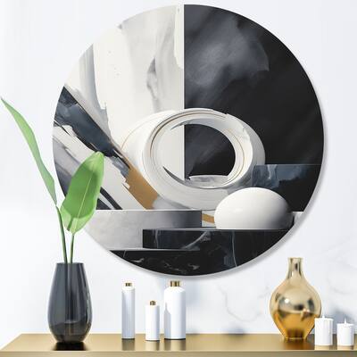 Designart "Abstract Marble Shapes II" Abstract Marble Metal Round Wall Art