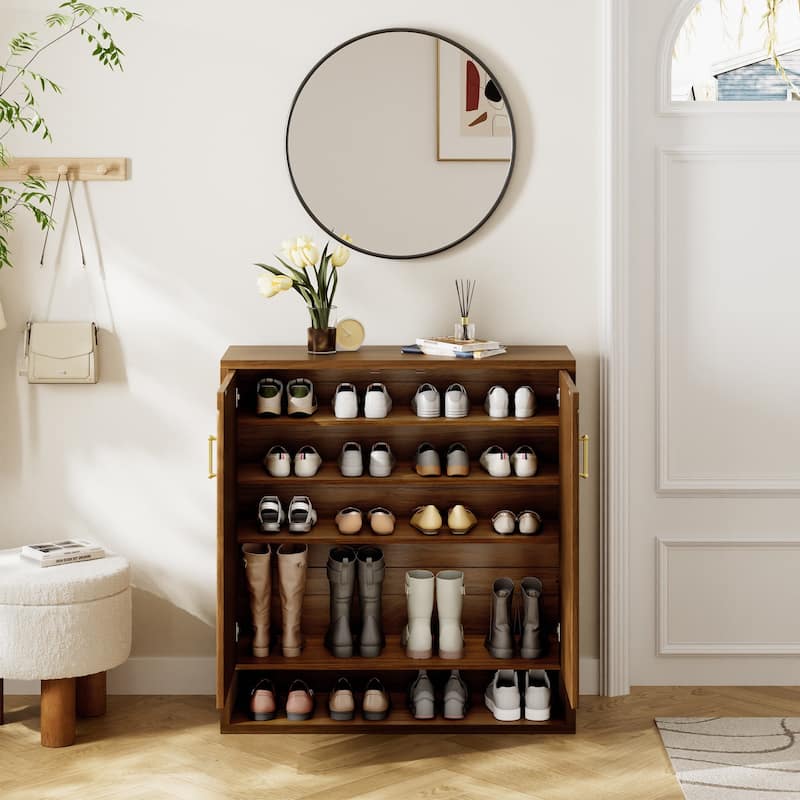 24 Pair Shoe Storage Cabinet with Adjustable Shelves, Hidden Shoe Organizer for Entryway, Foyer, Hallway