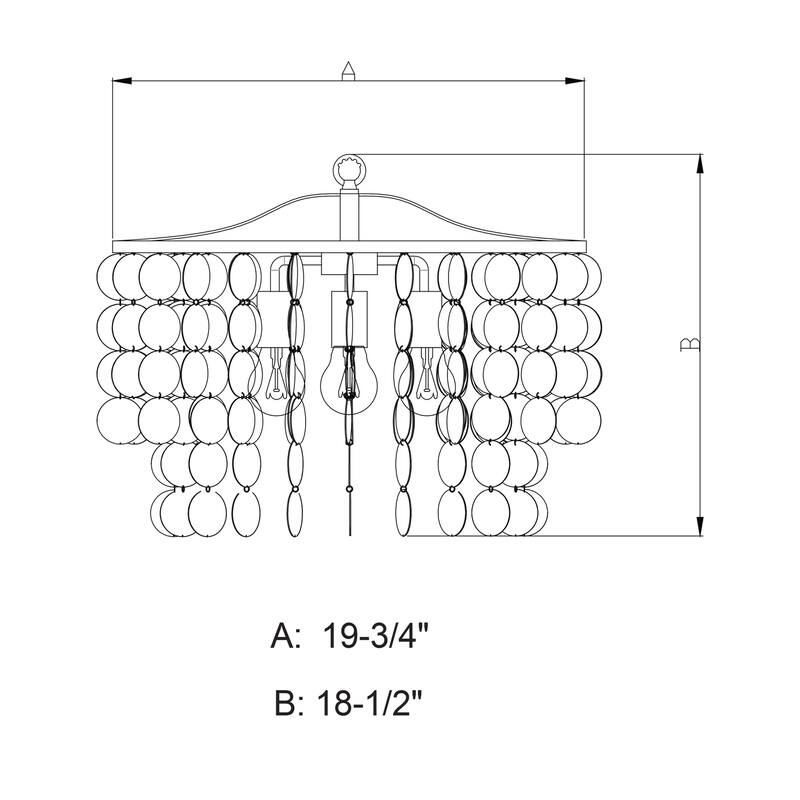 Waterfall Pendant Light - 3-Light Capiz Shell Chandelier, Adjustable Height, Satin Nickel Finish - 93.75
