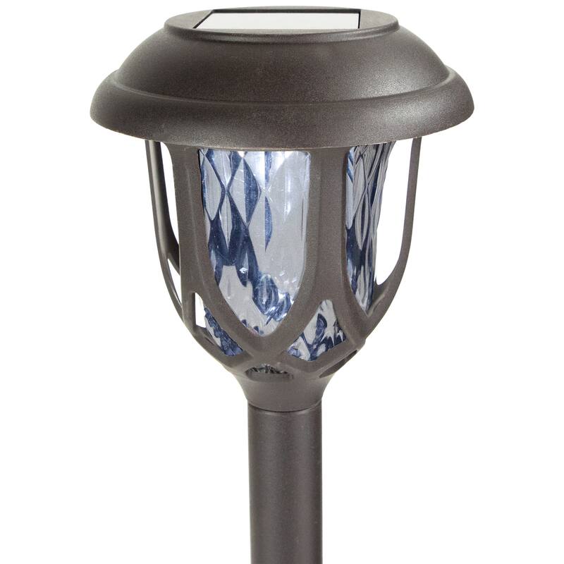 Set of 6 Black Lantern Style Solar Powered LED Pathway Markers 16.25"