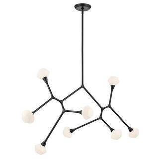 Cassius 61.25 Inch 8 Light Convertible Chandelier with Opal Glass in Black