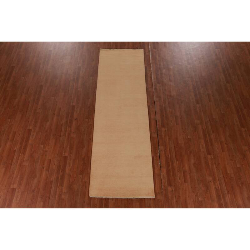 Hand Knotted Oriental 100% Wool Carpet Modern Solid Oranges & Rust Gabbeh Runner Rug - 10' 3'' X 3' 1''