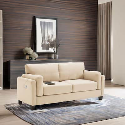 79" Modern Style Button Tufted Linen Upholstered 3-seat Sofa