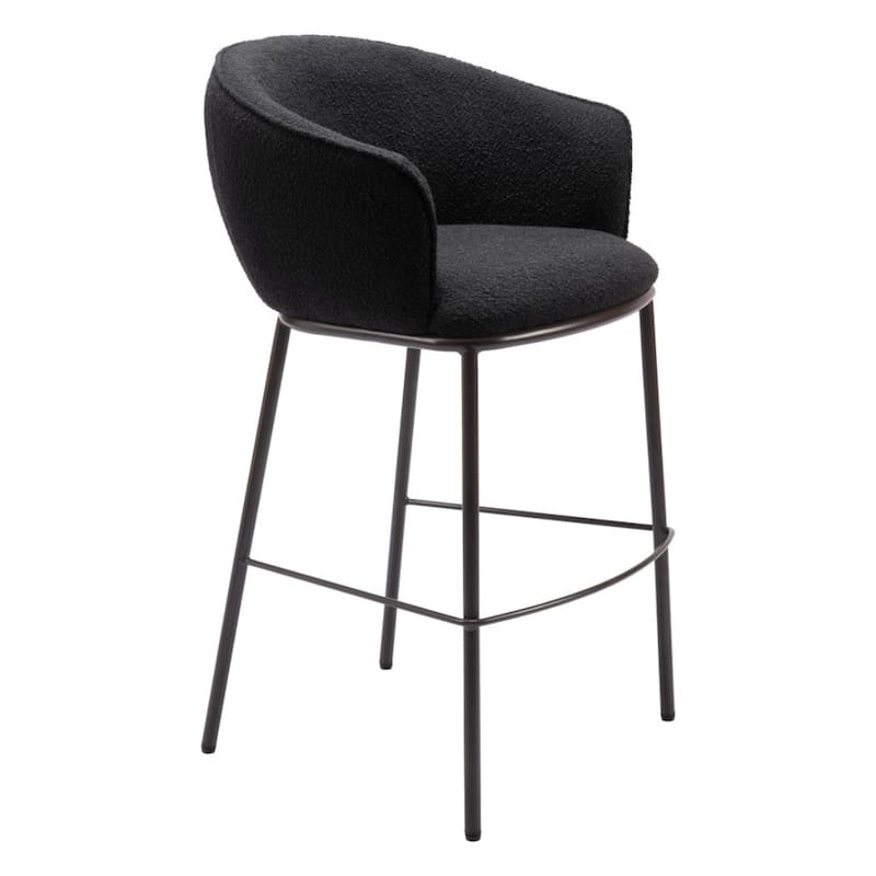 30 Inch Black and Bronze Bar Height Chair with Back and Armrests - 24.4” x 24.4” x 40.9”