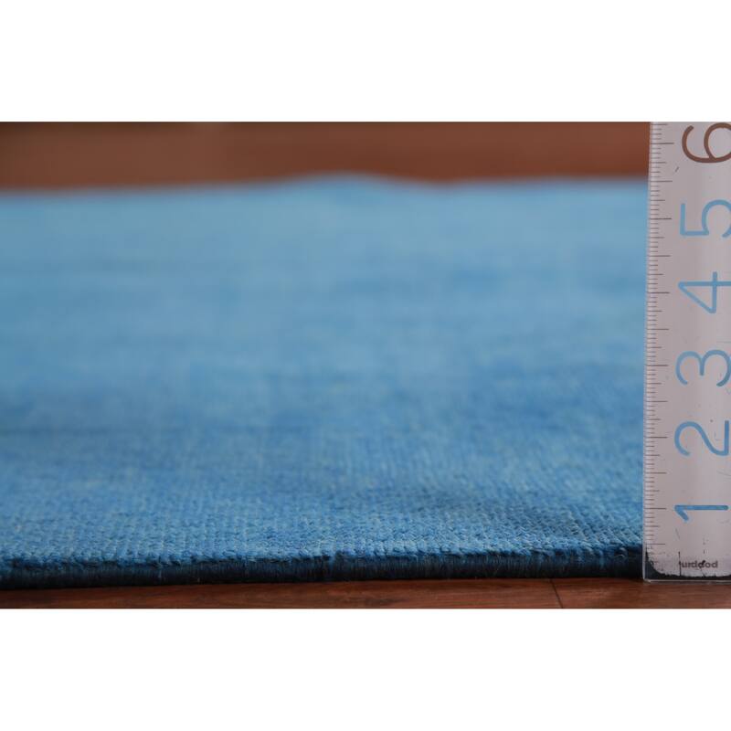 Hand Knotted Oriental 100% Wool Carpet Modern Solid Navy Blue & Blues Gabbeh Area Rug - 10' 0'' X 5' 3''