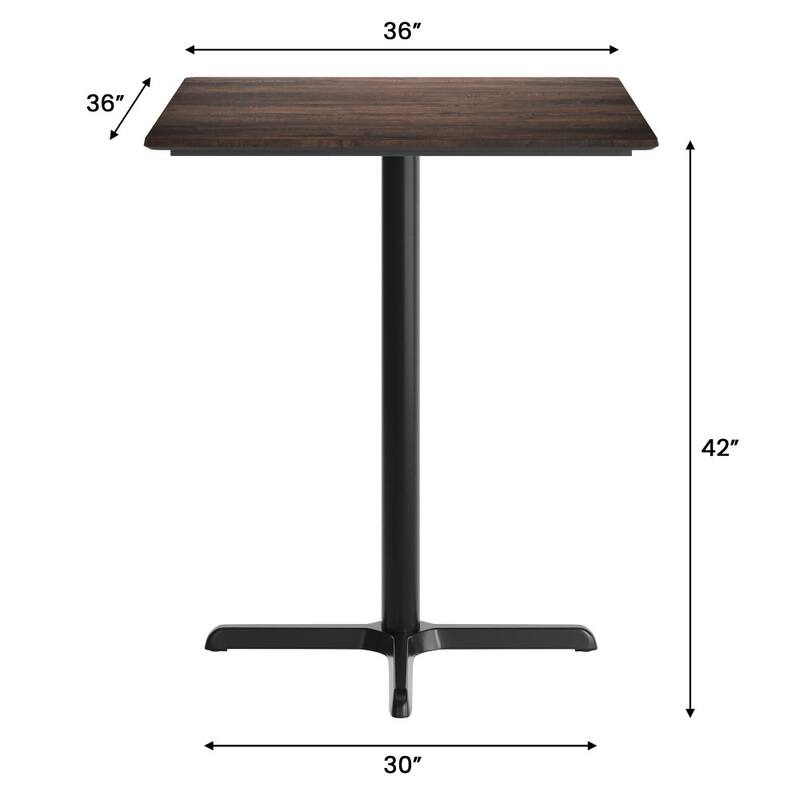 Commercial HPL Tabletop with Bar Height Crisscross Base - 36"W x 36"D x 42"H