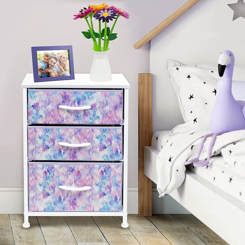 Nightstand 3-Drawer Shelf Storage - Bedside Furniture End Table Chest