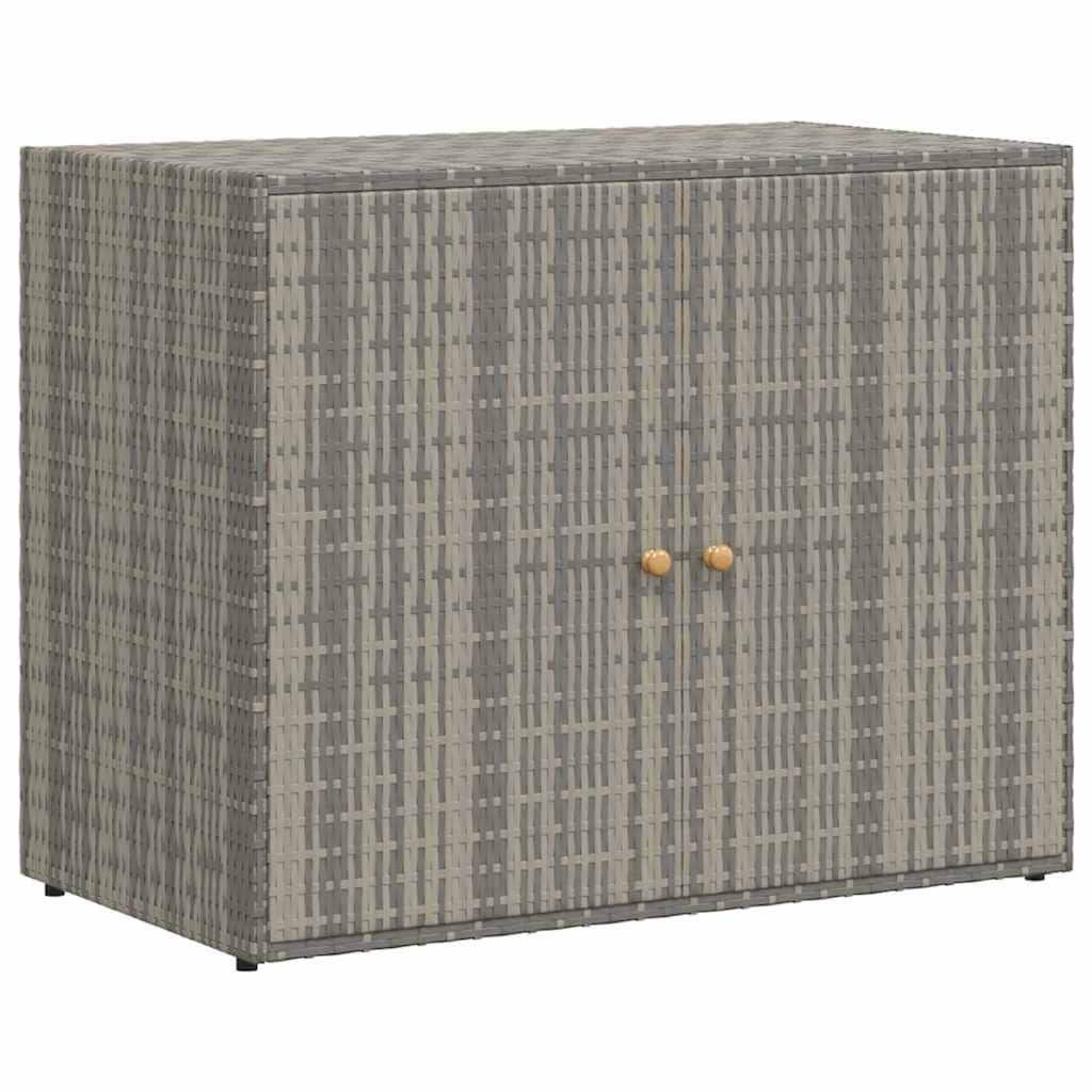 39 Inch Garden Storage Cabinet, 2 Doors, Gray Poly Rattan Body