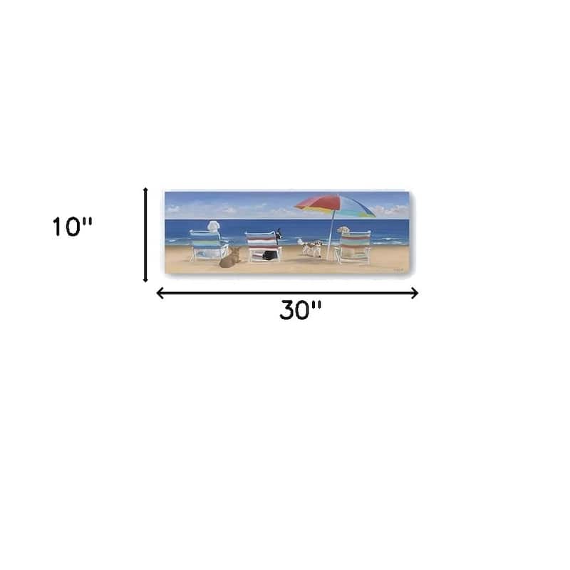 HomeRoots 30" x 10" Dogs Perfect Beach Day Canvas Wall Art