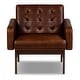 preview thumbnail 1 of 12, Poly & Bark Herstal Full-Grain Genuine Italian Leather Lounge Chair Oscuro Brown